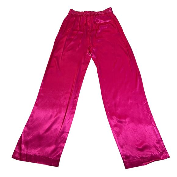 Zara High Rise Satin Wide Leg Trouser Pants Size S Preppy Maximalist Feminine - Picture 4 of 13